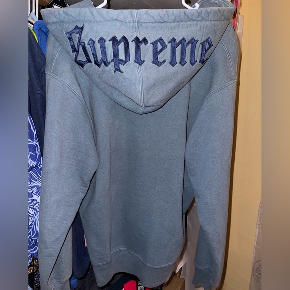Supreme Old English Hood Logo Zip Up Hoodie - Picture 3 of 5